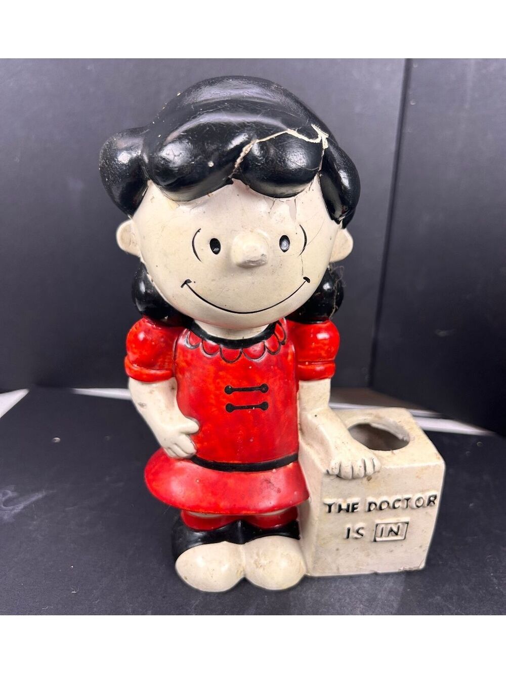Peanuts Hallmark Candles Lucy Figurine with 'The Doctor is IN' Candle Holder Vtg